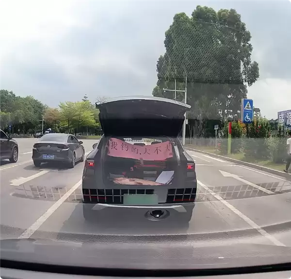 红绿灯前炫鱼翻车 钓鱼佬刚打开后备箱 下一秒被交警关上