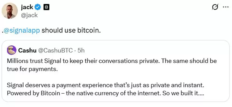 一文详细了解Jack Dorsey和Peter Todd敦促隐私消息应用Signal采用比特币（BTC）