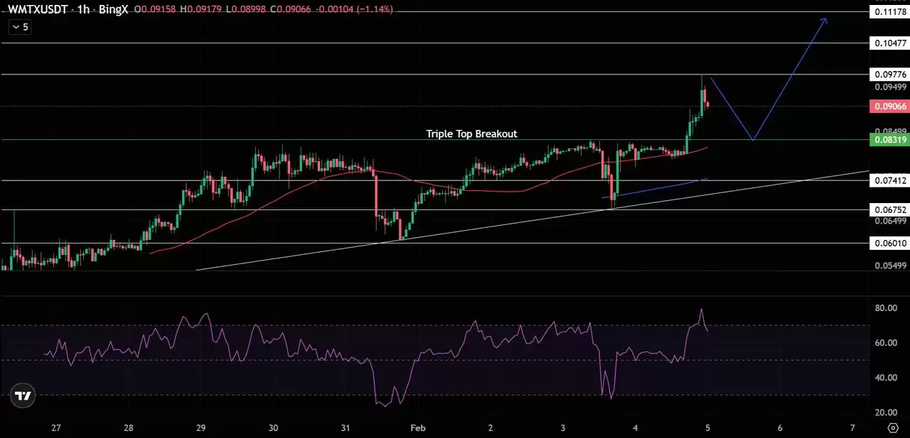 WMTX短期价格技术分析图表与关键位标识