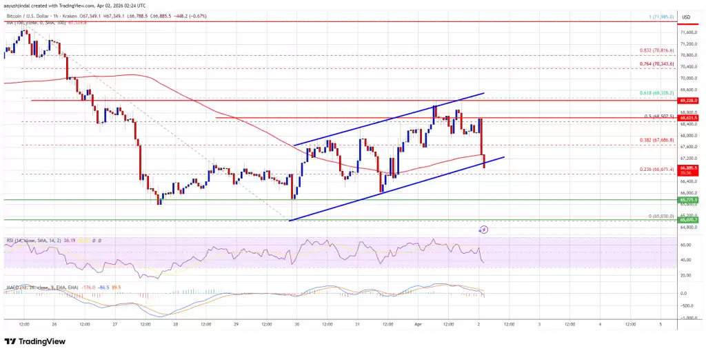 比特币BTCUSD小时图技术分析