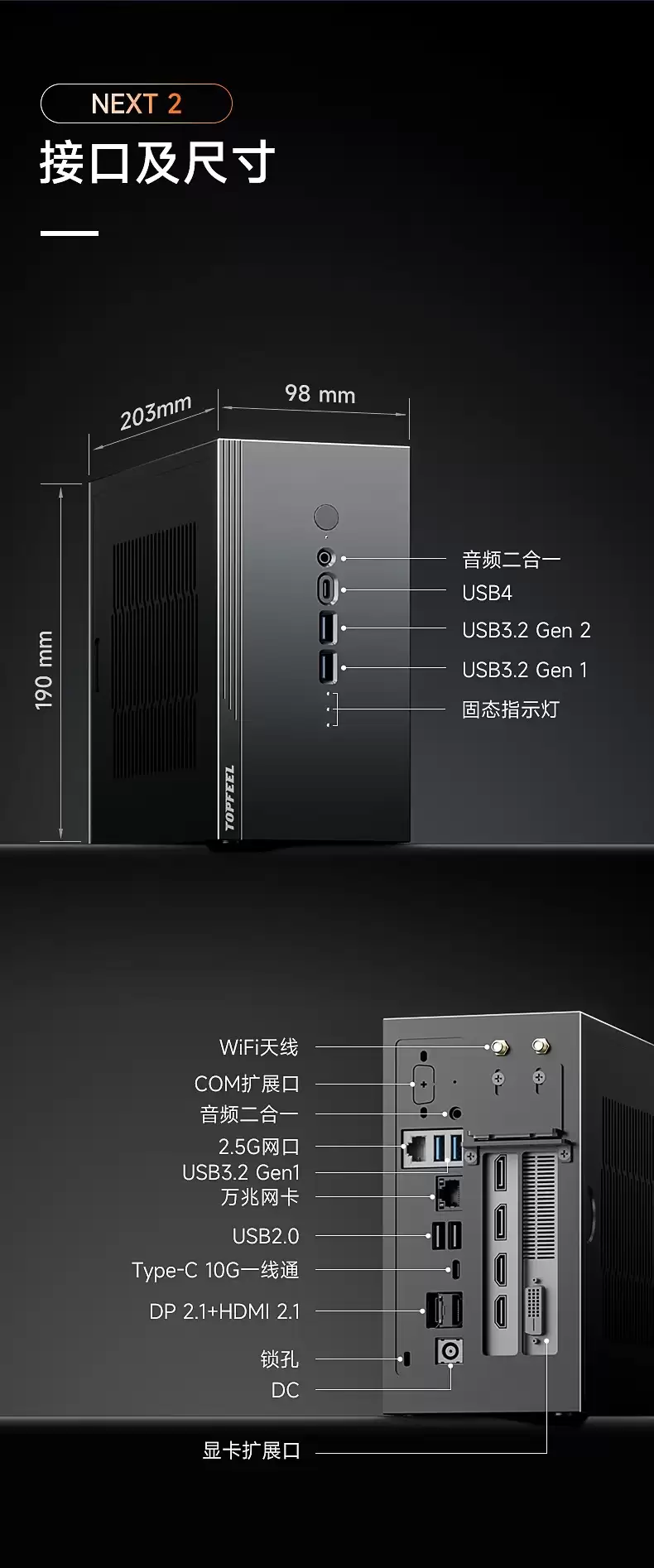 极夜 Next 2 迷你主机发售：R7 H255 准系统 2999 元，支持独显 + 双网口