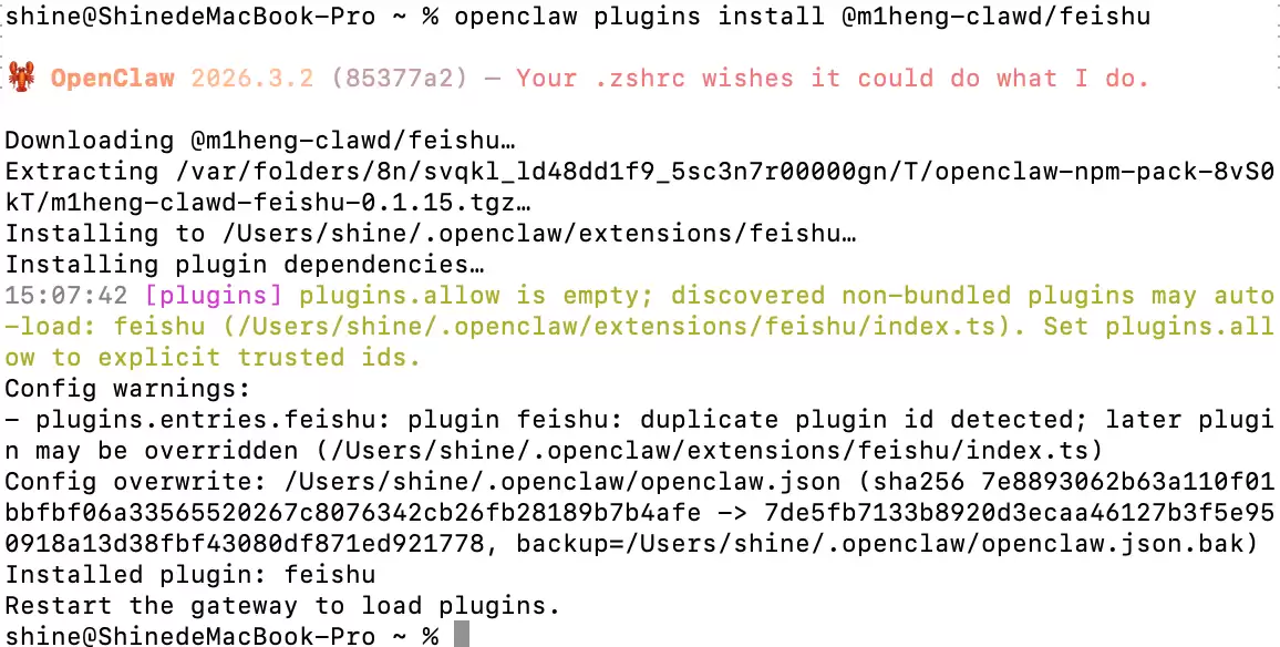 飞书插件安装成功界面截图