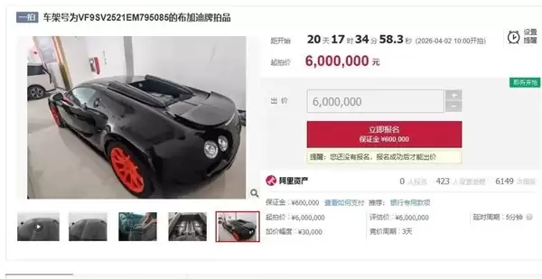 不能上牌也疯抢!布加迪威航跑车拍出1305万 机构:只能收藏展示