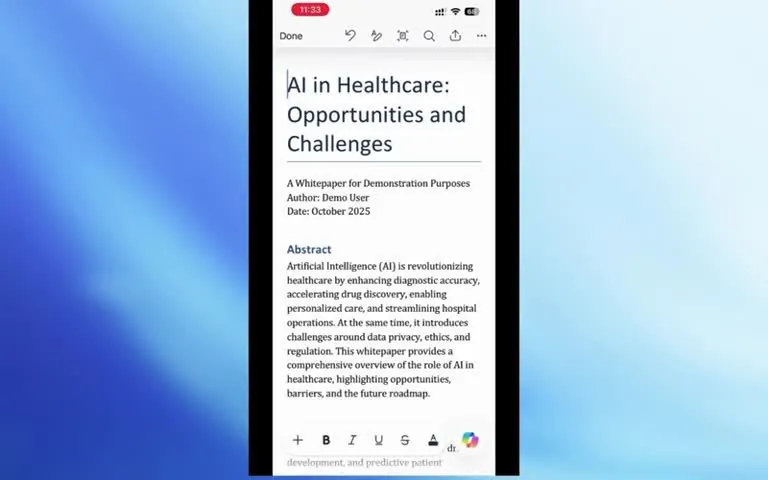 微软 iOS 版 Word 测试协同创作功能：AI 助你编写最佳文档