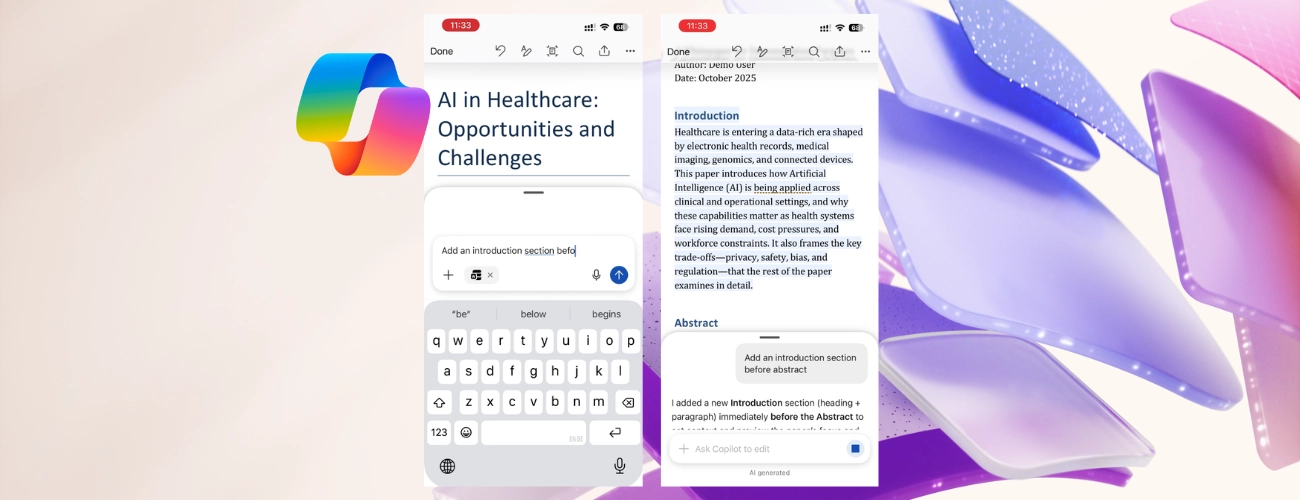 微软 iOS 版 Word 测试协同创作功能：AI 助你编写最佳文档