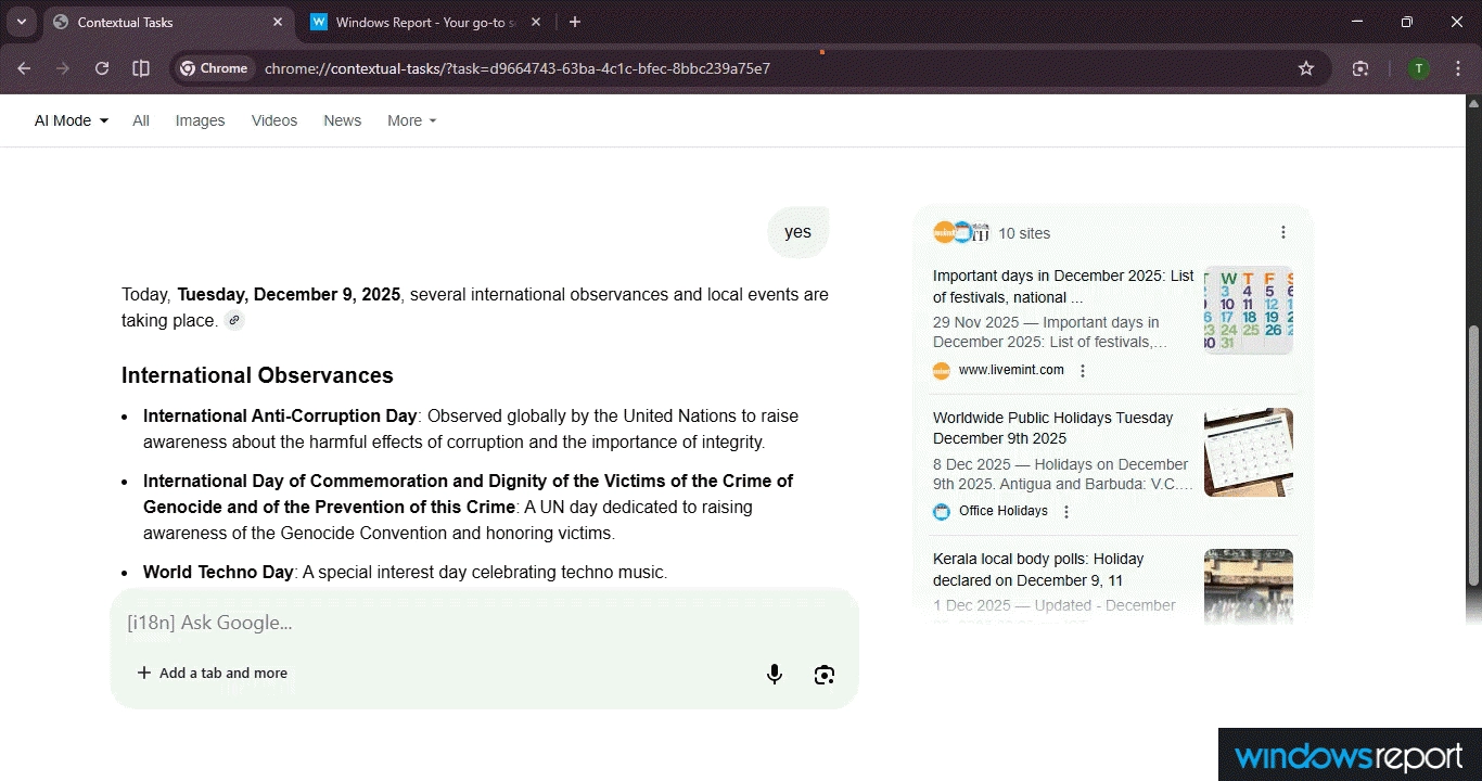 谷歌 Chrome 浏览器测试全新 AI 模式:原生标签页运行