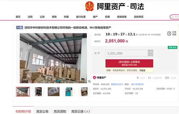 超2万个罗马仕充电宝被法拍:7折甩卖 205万元起拍