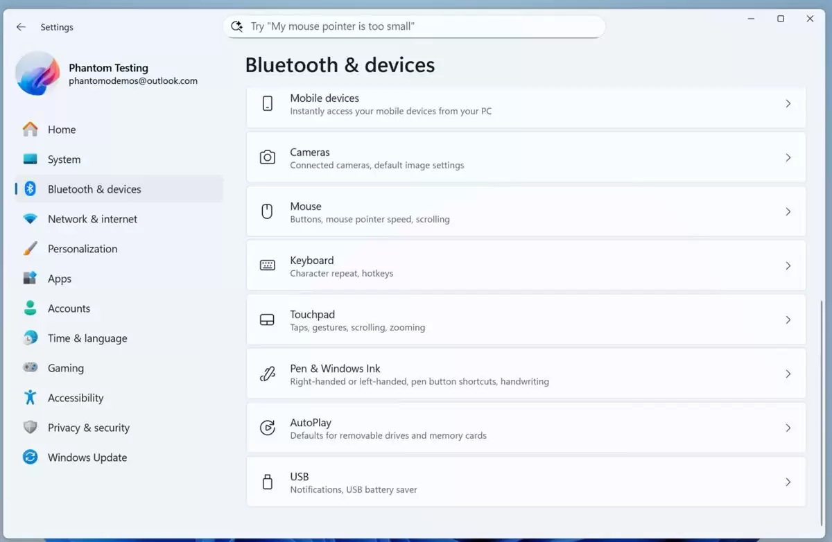 Win11最新预览版中将控制面板的键盘调节选项迁移到设置应用中