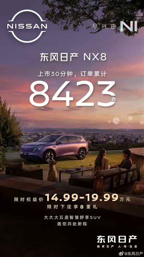 发布会15分钟出价格效果显著!东风日产NX8半小时订单超8400台