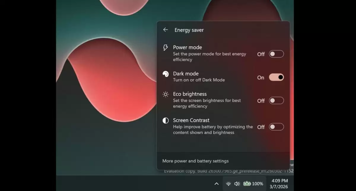 Win11超实用改进! 节能器面板可一键切换深浅色模式