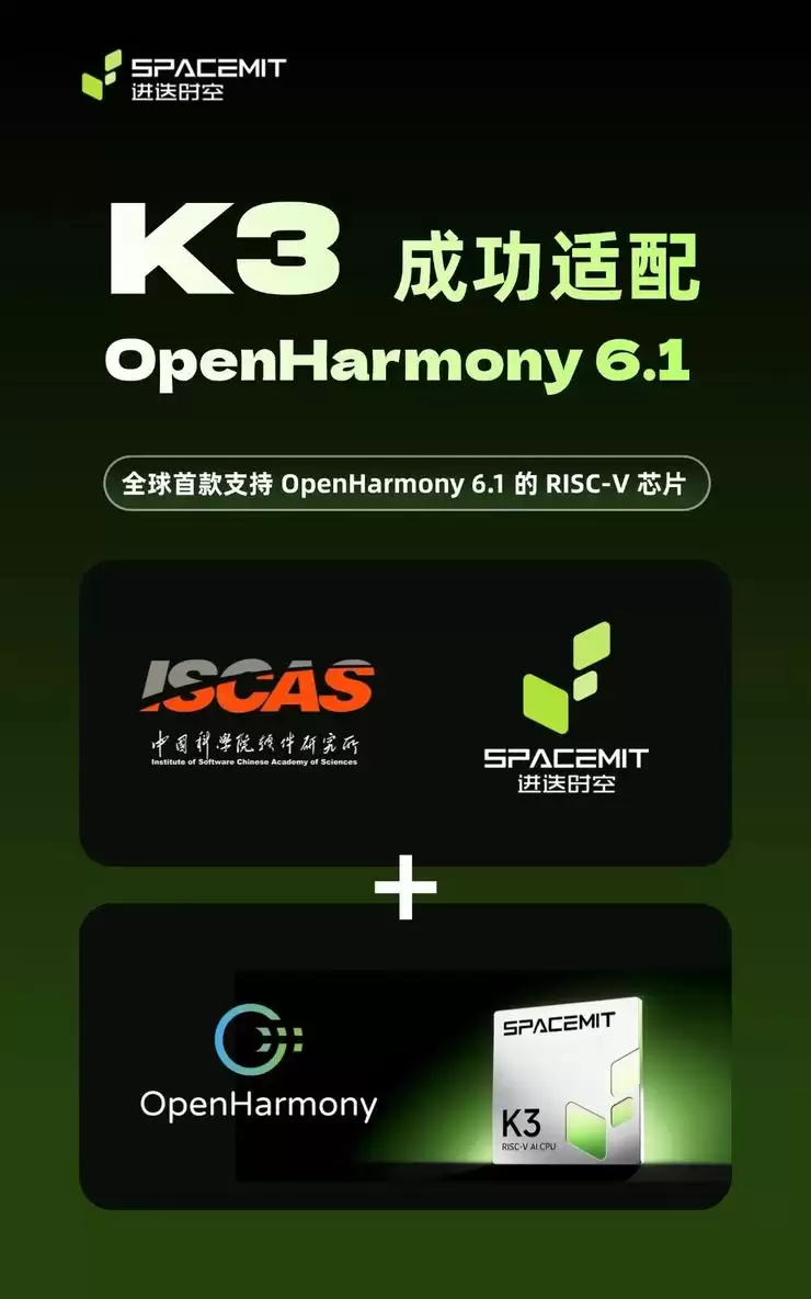 全球首款！进迭时空 RISC-V AI CPU K3 成功适配 OpenHarmony 6.1