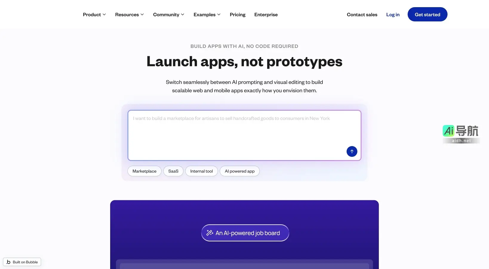 Bubble 是一个无代码平台，让用户通过AI快速构建可扩展的网页和移动应用