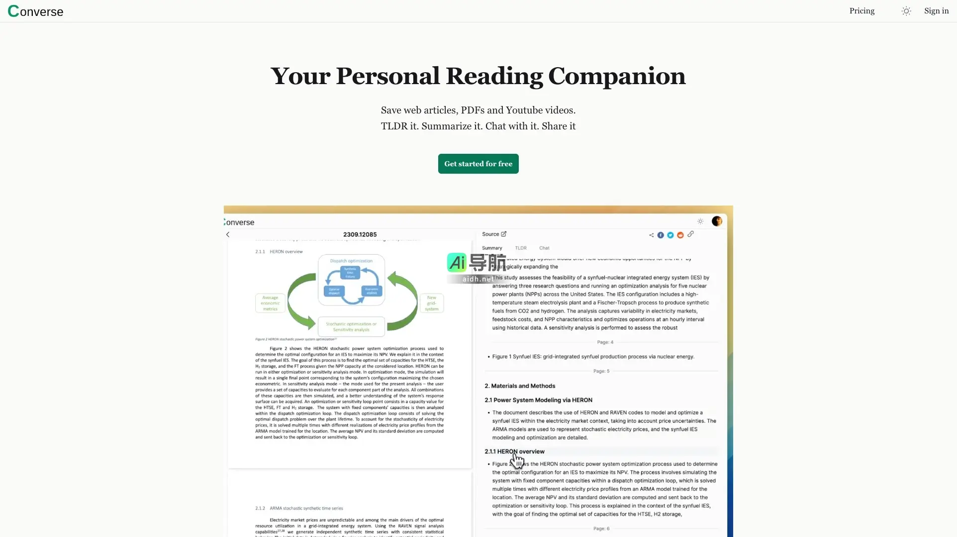 Converse 是一个智能阅读助手，帮助用户快速总结和深入理解文章、视频内容