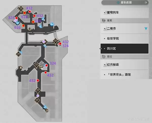 鸽川区地图点位示意