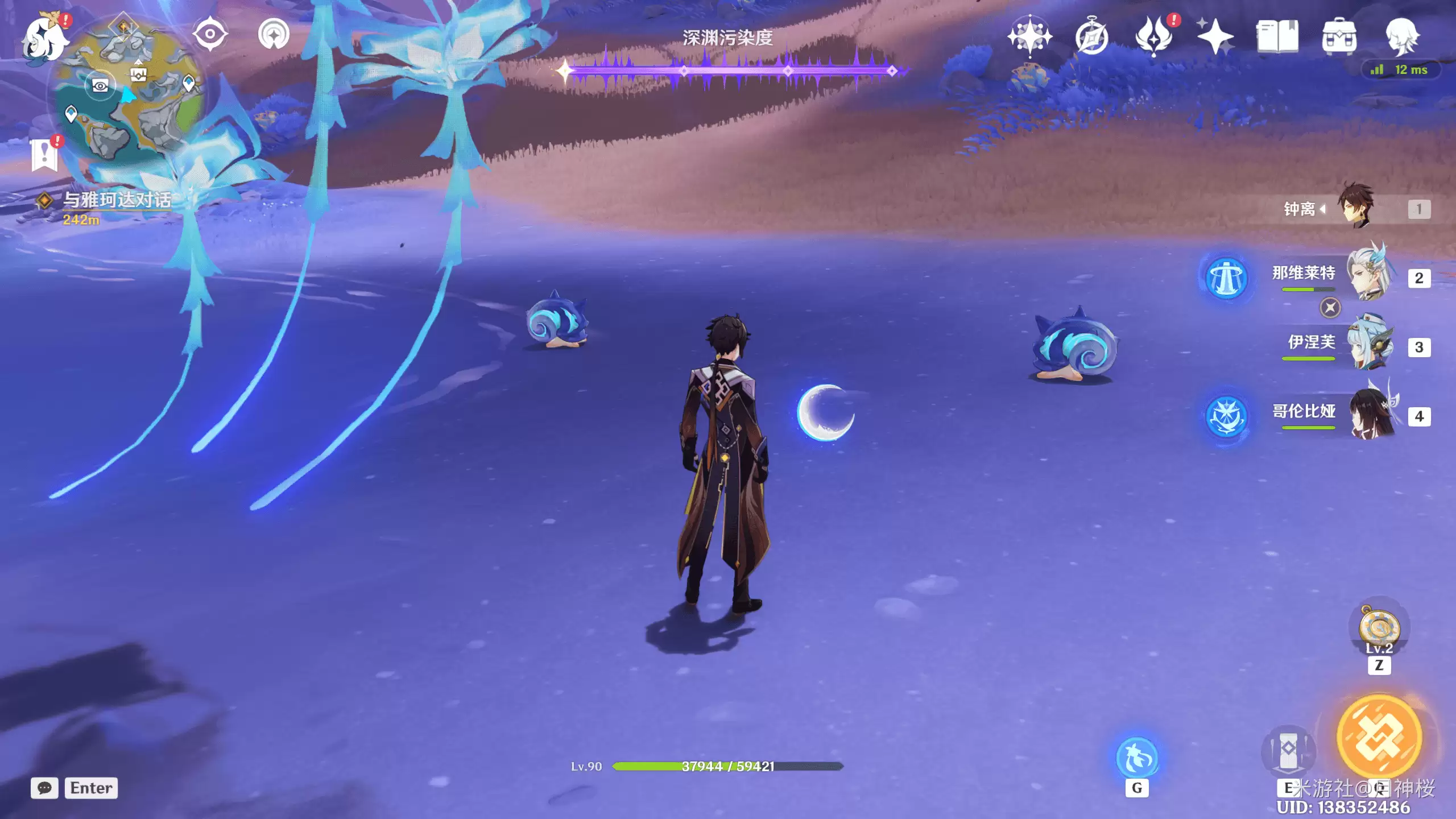 地面上的两个蓝色小海螺