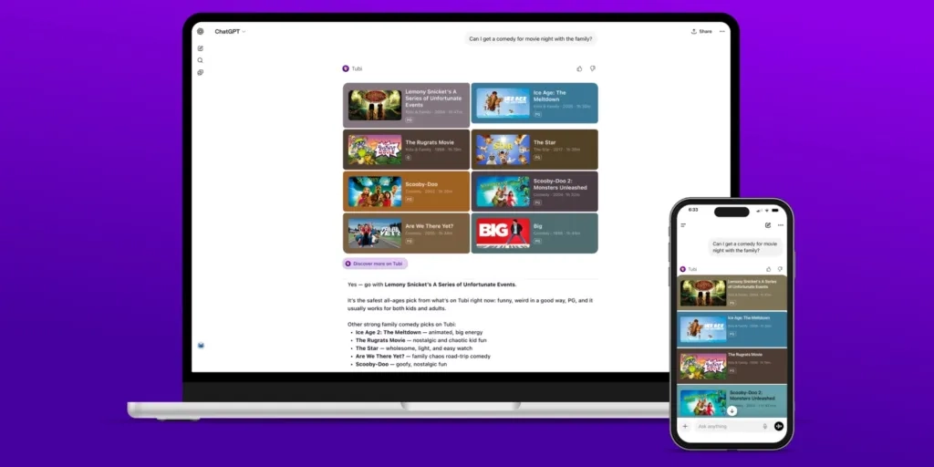 Tubi 成为首家接入 ChatGPT 应用的流媒体视频平台