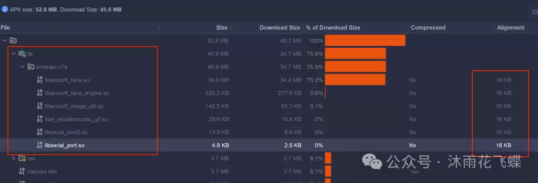APK分析器检查页面大小示意图