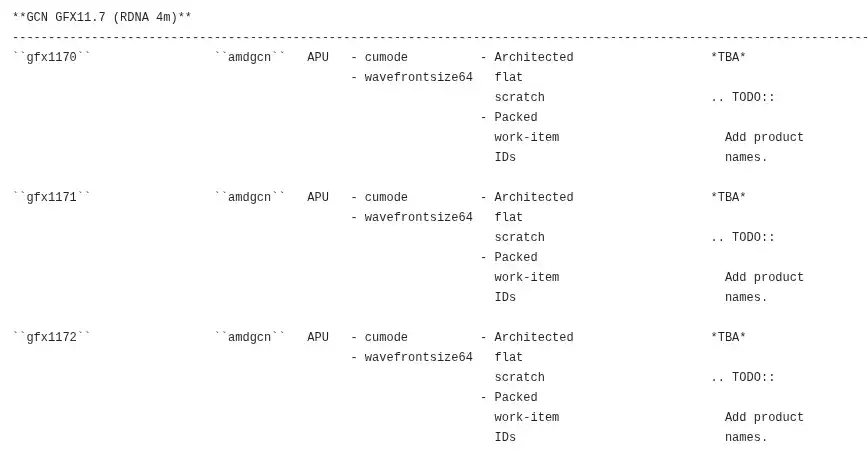 AMD RDNA 4m 核显 GFX1171/GFX1172 现身，发力 AI 计算