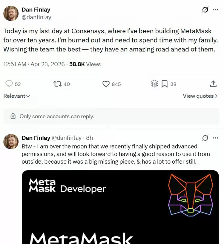 MetaMask丹·芬利告别Consensys