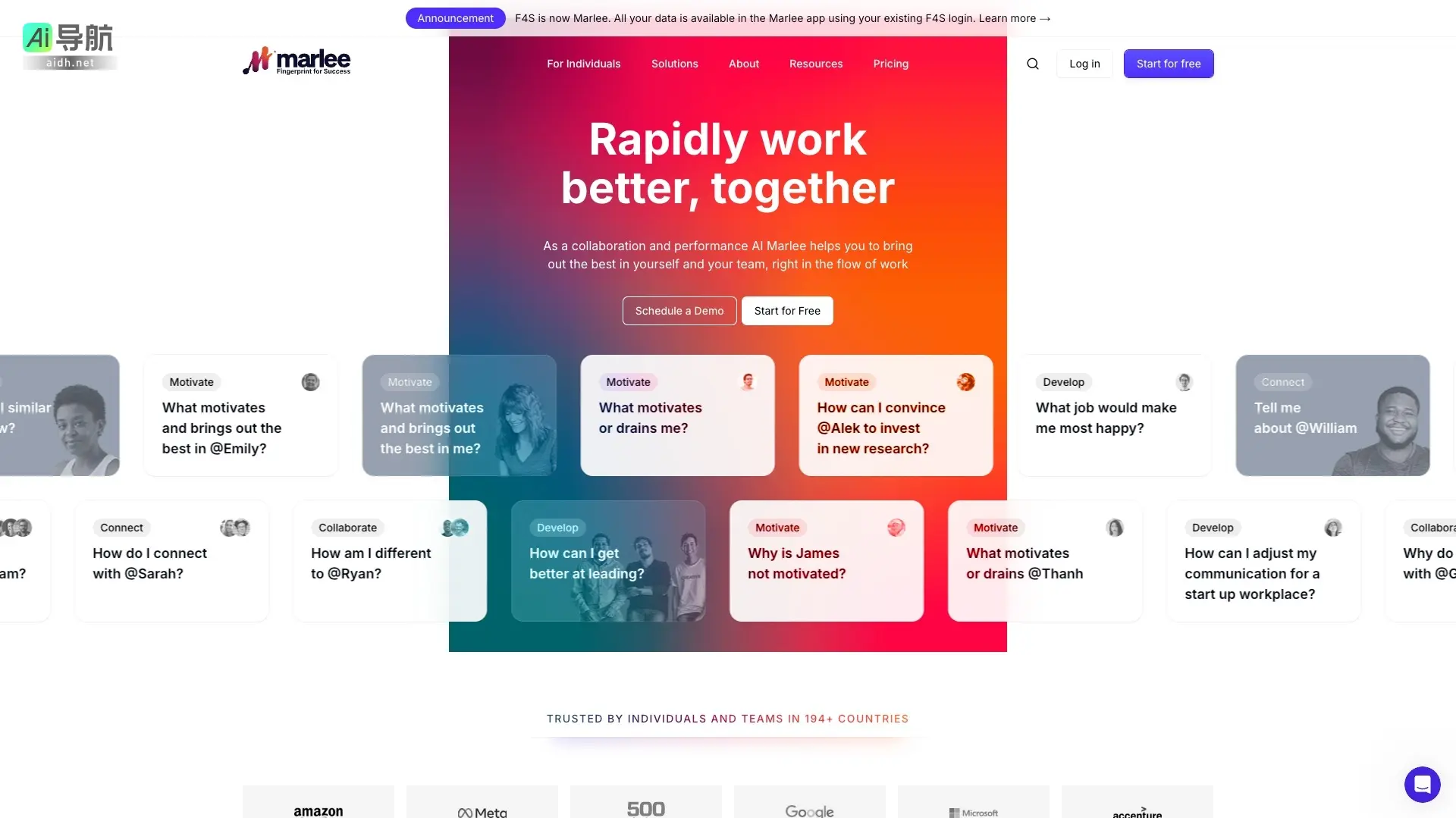 Marlee 通过AI技术提升团队协作与个人表现，助力高效工作与自我发展