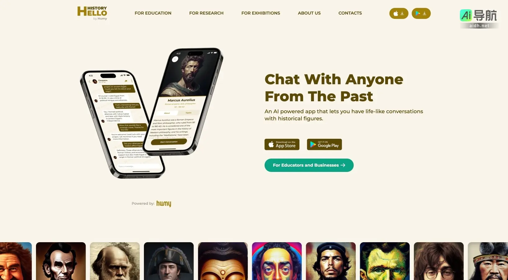 Hello History 通过与历史人物的对话，Hello History 提供独特的教育与研究体验