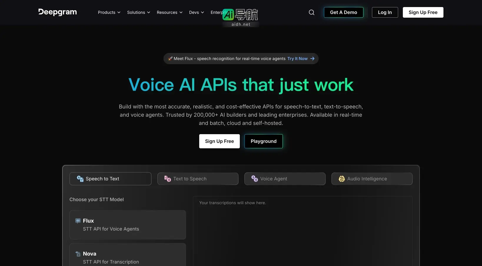 Deepgram 提供高效、准确的语音识别API，助力企业构建智能语音解决方案