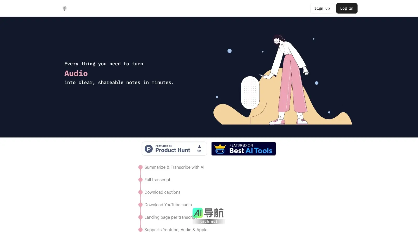 shownotes Shownotes帮助用户快速将音频内容转化为清晰、可分享的笔记，提升信息获取效率