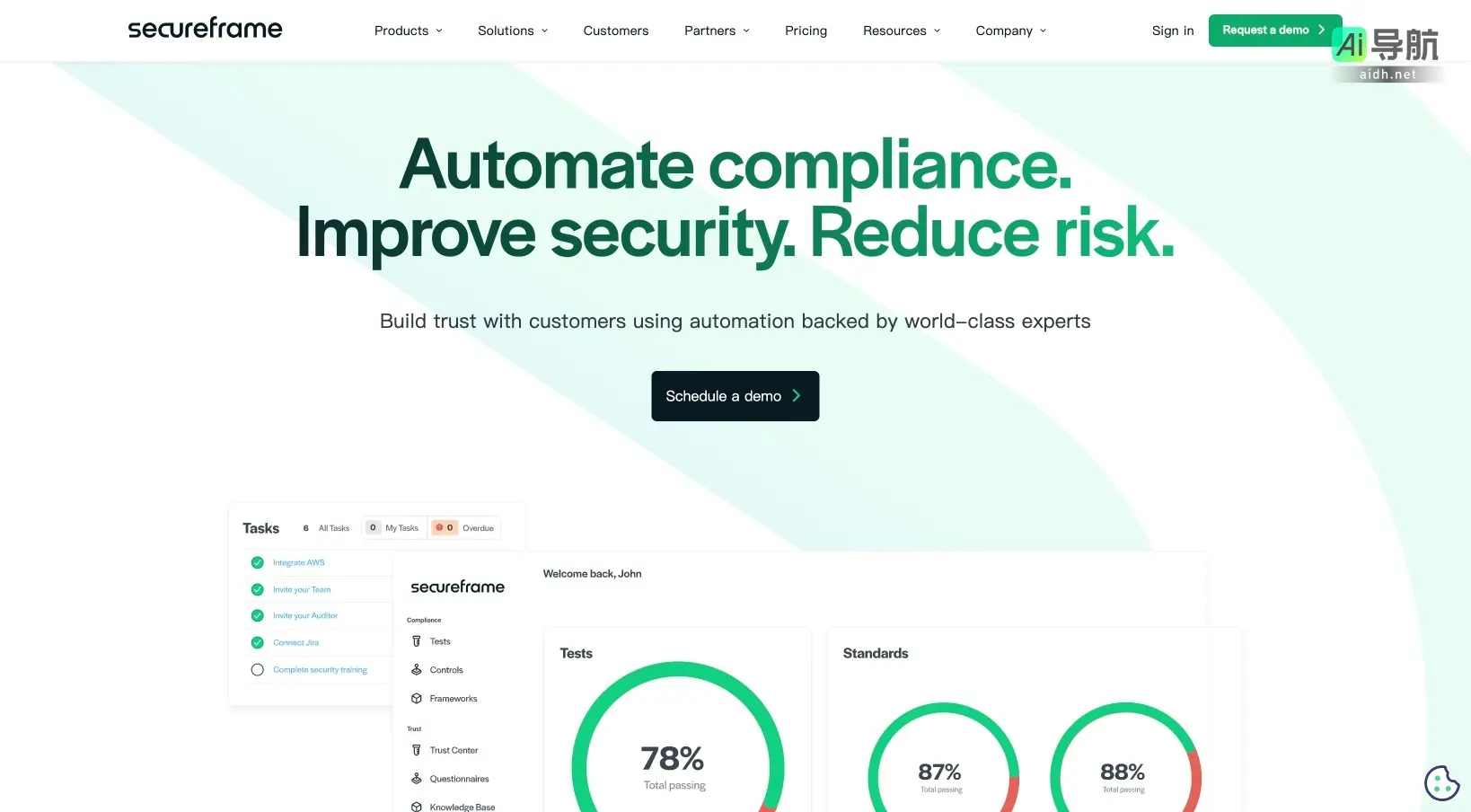 Secureframe 通过自动化合规流程，帮助企业提高安全性、降低风险并建立客户信任