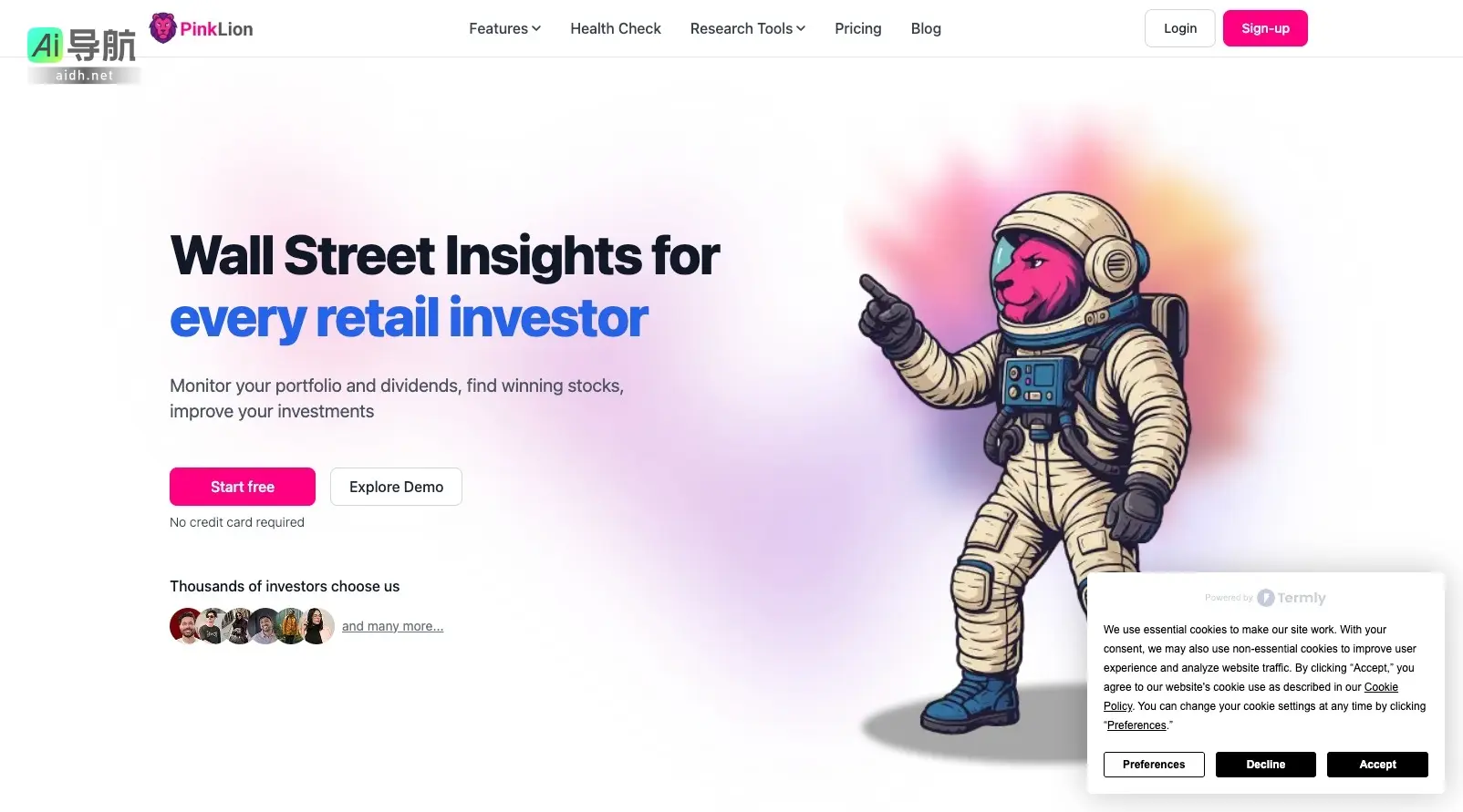 PinkLion 为普通投资者提供专业洞察和智能工具，助力投资决策与财富增长