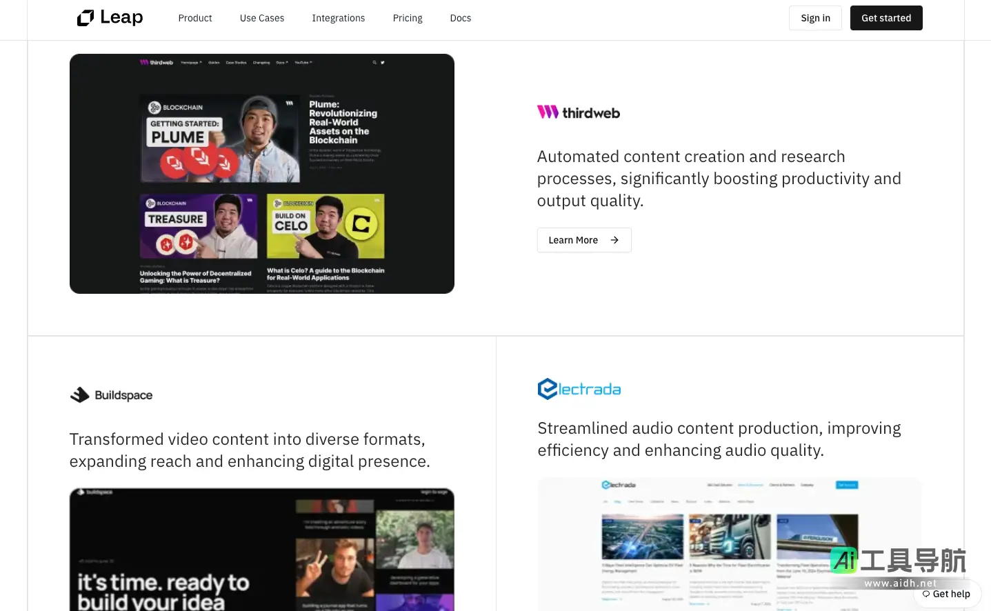 Leap AI 帮助企业通过定制化的AI工作流，提升营销、销售及运营效率