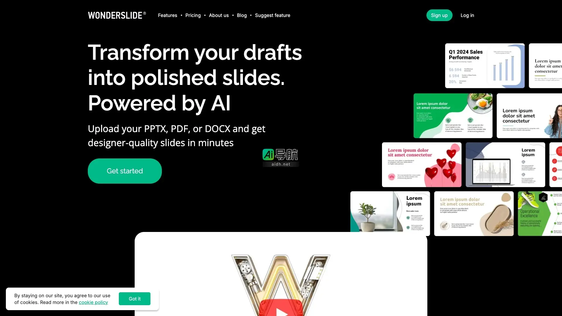 Wonderslide 通过AI技术快速将草稿转化为精美幻灯片，提升演示效率与视觉效果