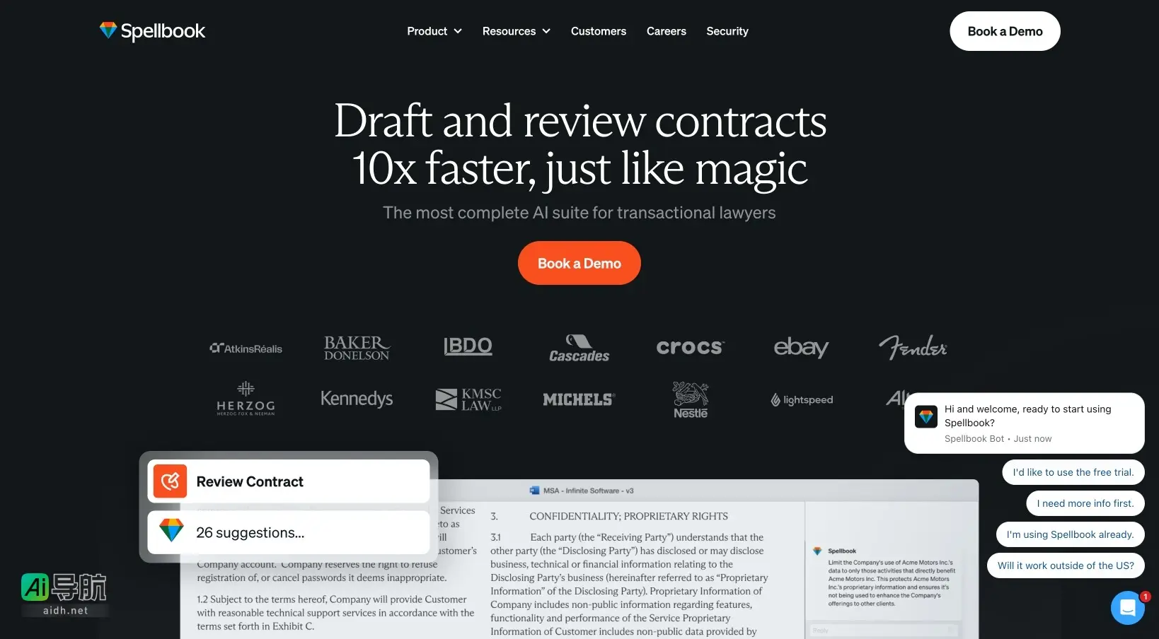 Spellbook 是为法律专业人士提供的高效AI合同草拟与审核工具，显著提升工作效率