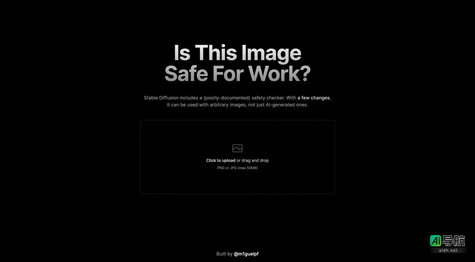 Image NSFW 提供图片安全性检测，帮助用户判断图片是否适合工作环境