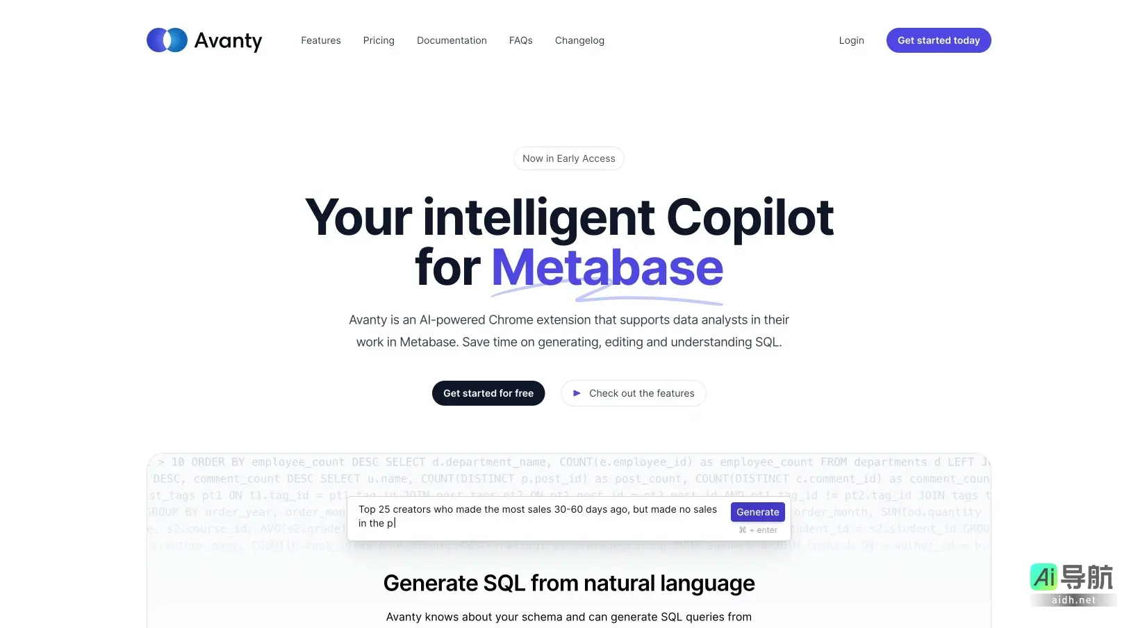 A vanty 是一款AI驱动的Chrome扩展，旨在提升Metabase中数据分析师的SQL查询效率