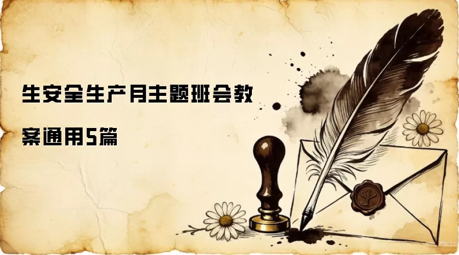 生安全生产月主题班会教案通用5篇