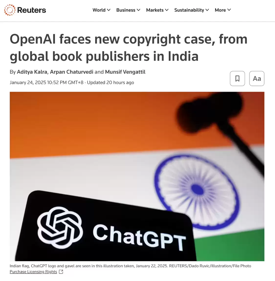 OpenAI 又将面临版权诉讼：印度出版商指控其擅自使用受保护内容训练模型