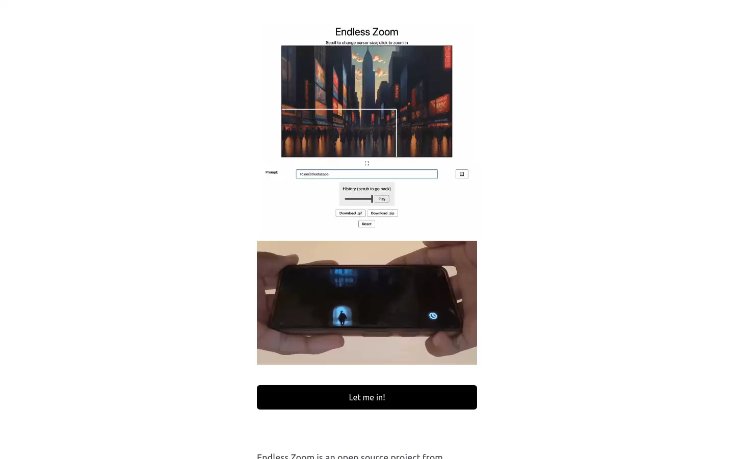 Endless Zoom : 开源项目，实现无限缩放