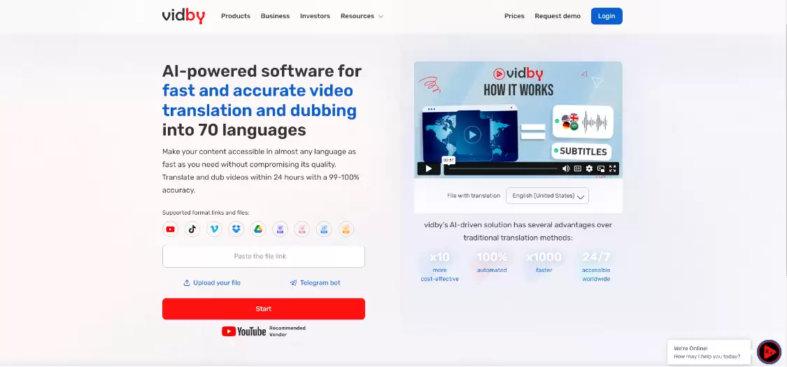 Vidby：字幕翻译配音服务，一款专业的AI视频翻译和配音工具