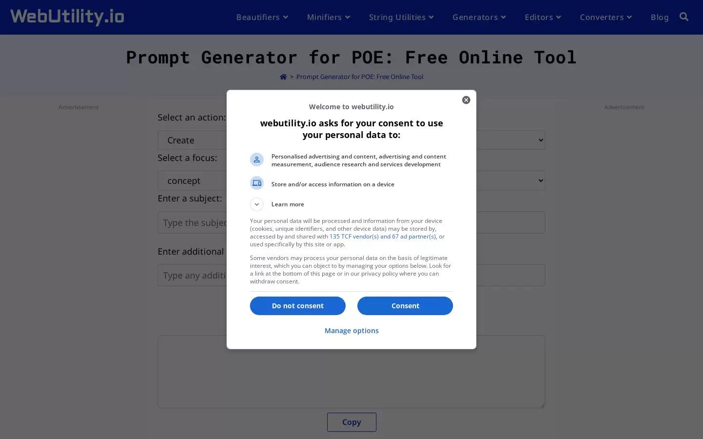 POE Prompt Generator : 创意激发，POE提示生成器