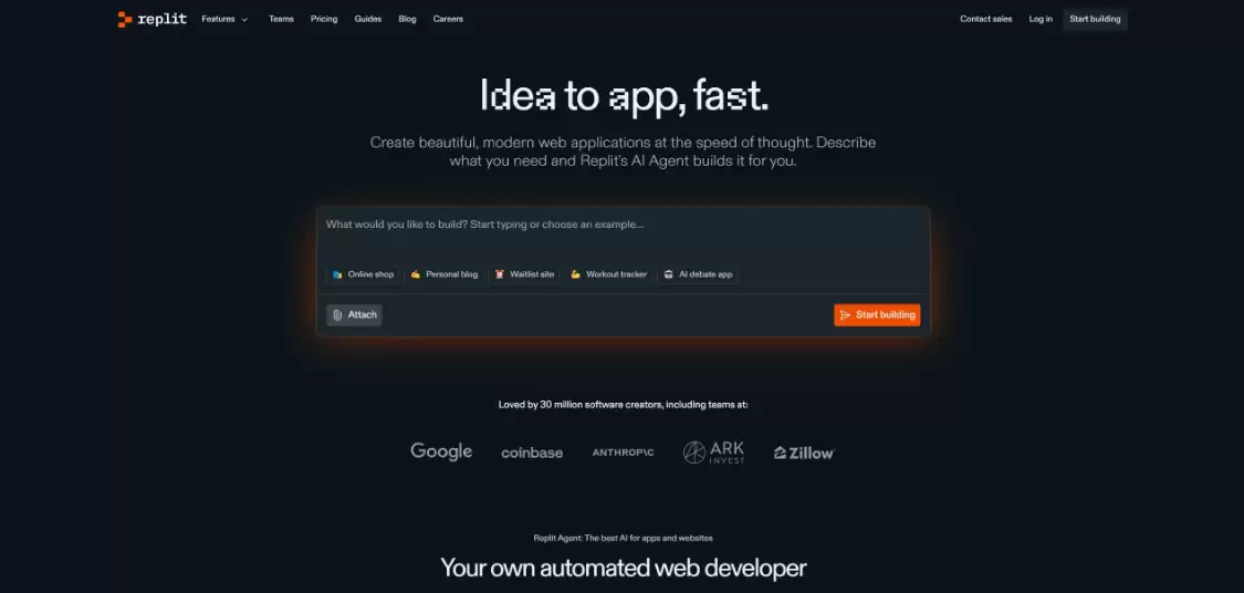 Replit：在线AI编程助手，一键创建游戏、APP、网站