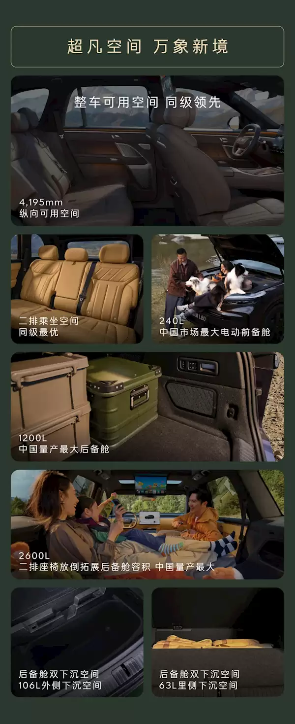 车长超5.1米、后备箱容积2600L全国SUV最能装！乐道L80一图看懂
