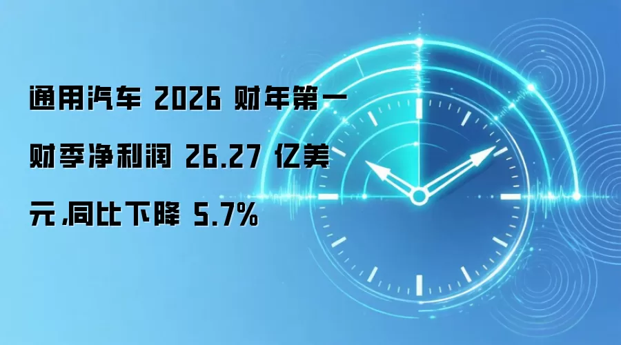 通用汽车 2026 财年第一财季净利润 26.27 亿美元，同比下降 5.7%