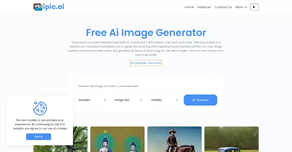 iPic：AI生成图片工具，根据文本提示生成定制图像