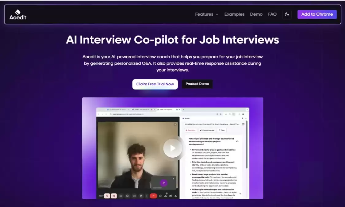 Acedit：求职者在线面试AI工具，实时求职面试协助