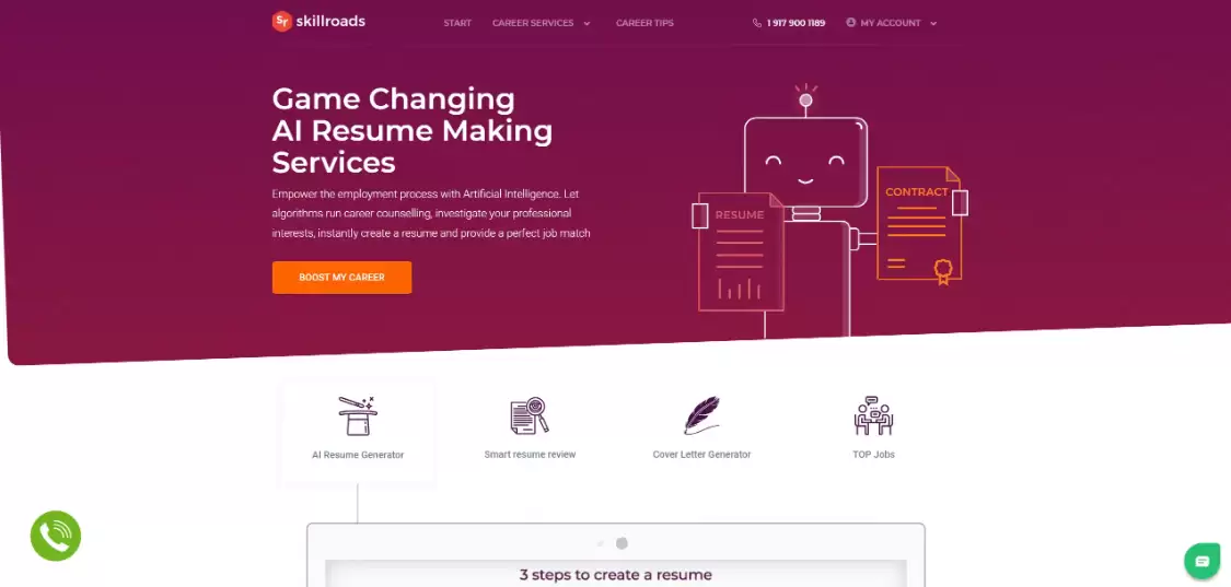 Skillroads：AI简历写作工具，简历制作、求职为一体的AI简历生成工具