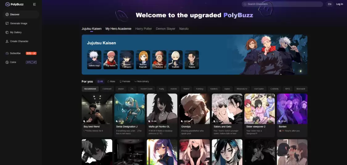 PolyBuzz：无限制的AI聊天和沉浸式角色扮演，在线创建专属于自己的ai角色聊天工具