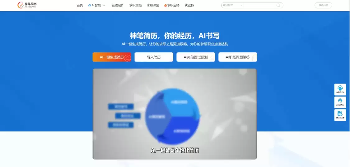 神笔简历：在线免费AI简历制作工具，专门为大学生搭建AI智能简历服务平台