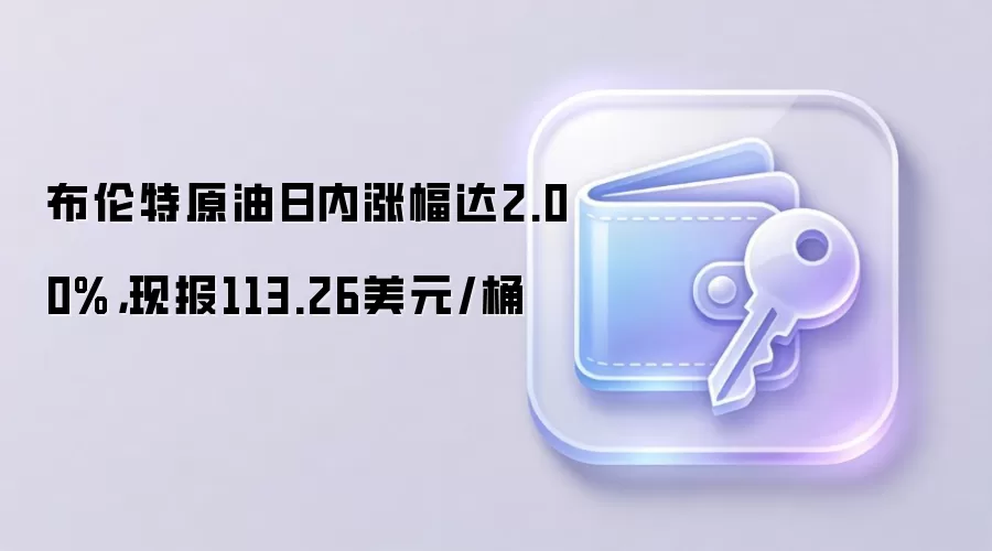 布伦特原油日内涨幅达2.00%，现报113.26美元/桶