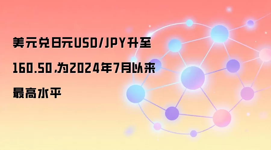 美元兑日元USD/JPY升至160.50，为2024年7月以来最高水平