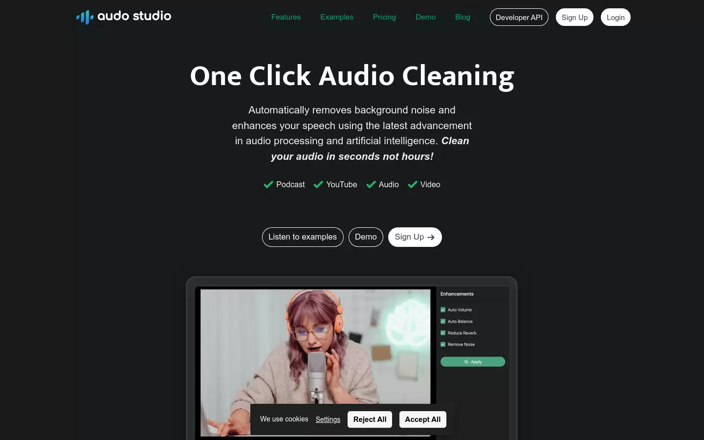 Audo Studio : 一键音频清理，自动去除背景噪音，提升语音质量